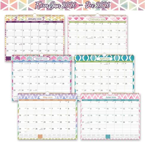2026 Calendar - 2026 Wall Calendar - Jan 2026 - Dec 2026, 15" x 11.5", 2026 Calendar Wall with Lined Blocks, Julian Date and Holidays, Hanging Hook - Perfect Home, School, Office Planning Tool in Saudi Arabia