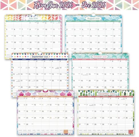2026 Calendar - 2026 Wall Calendar - Jan 2026 - Dec 2026, 15" x 11.5", 2026 Calendar Wall with Lined Blocks, Julian Date and Holidays, Hanging Hook - Perfect Home, School, Office Planning Tool in Saudi Arabia