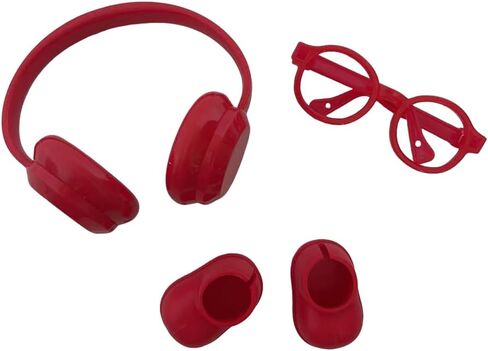 Doll Accessories Set with Headphones, Glasses and Shoes, 4 Color Options Available for LABUBU 2025 (Black) in Saudi Arabia