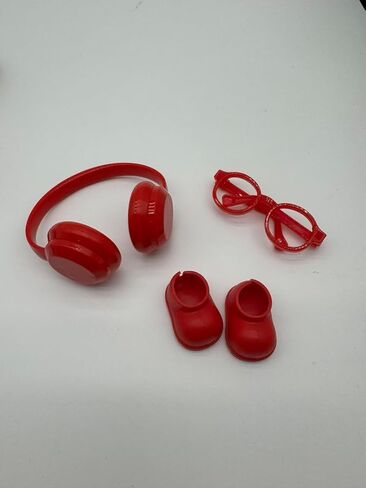 Doll Accessories Set with Headphones, Glasses and Shoes, 4 Color Options Available for LABUBU 2025 (Black) in Saudi Arabia
