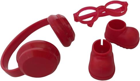 Doll Accessories Set with Headphones, Glasses and Shoes, 4 Color Options Available for LABUBU 2025 (Black) in Saudi Arabia