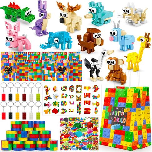 146 Pack Building Blocks Party Favor, Building Blocks Party Supplies Tote Bag Notebook Bracelet Keychain Stamps Stickers for Birthday Party Decoration Gifts Class Reward in Saudi Arabia