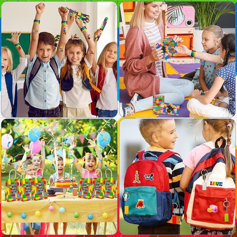 146 Pack Building Blocks Party Favor, Building Blocks Party Supplies Tote Bag Notebook Bracelet Keychain Stamps Stickers for Birthday Party Decoration Gifts Class Reward in Saudi Arabia