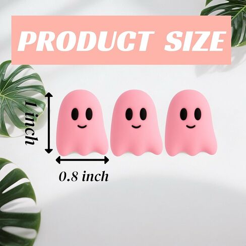 60pcs Ghost Flatback راتنج سحر - الهالوين Mini Kawaii Grimace Ghost Cabochons لحرف DIY ، علبة الهاتف ، مقطع شعر ، صنع مجوهر in Kuwait