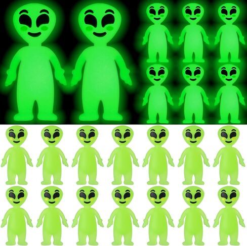 25 Pcs Halloween Mini Alien Figure Glow in The Dark Small Luminous Alien Figurine to Hide and Seek for Halloween Party Favors, Trick or Treat Goodie Bag Fillers, Space Party Favors in Saudi Arabia