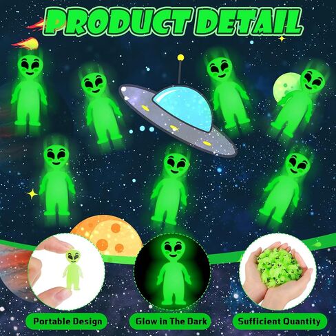 25 Pcs Halloween Mini Alien Figure Glow in The Dark Small Luminous Alien Figurine to Hide and Seek for Halloween Party Favors, Trick or Treat Goodie Bag Fillers, Space Party Favors in Saudi Arabia