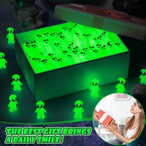 25 Pcs Halloween Mini Alien Figure Glow in The Dark Small Luminous Alien Figurine to Hide and Seek for Halloween Party Favors, Trick or Treat Goodie Bag Fillers, Space Party Favors in Saudi Arabia