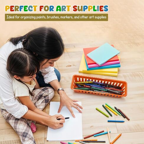 4E's Novelty 12 Pack Pencil Holder for Kids Desk, Colorful Plastic Pen Baskets Tray for Organizing Classroom Supplies, Plastic Caddy for Desk and Elementary Teacher Supplies for Classroom in Saudi Arabia