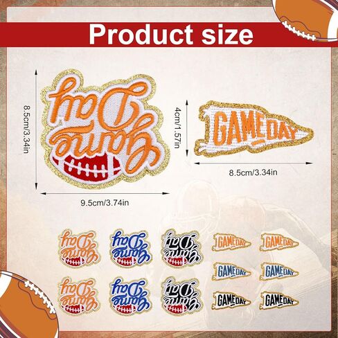 12pcs Day Day Patches ، 2 Styles Polyester Through Gold Threat Sports On Patches Termbroidery Deferiques for DIY Cloths Hats Pants (3 Colors) in Saudi Arabia