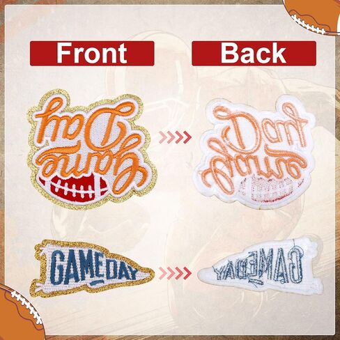 12pcs Day Day Patches ، 2 Styles Polyester Through Gold Threat Sports On Patches Termbroidery Deferiques for DIY Cloths Hats Pants (3 Colors) in Saudi Arabia