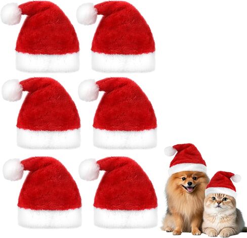 6 PCS Mini Santa Hat for Dogs Christmas Party ، قبعات سانتا الصغيرة القابلة للتعديل للحرف اليدوية ، قبعات Santas الصغيرة الدعائم - قبعة عيد الميلاد الحمراء والبيضاء للحيوانات الأليفة Cat Cat Histent in Kuwait