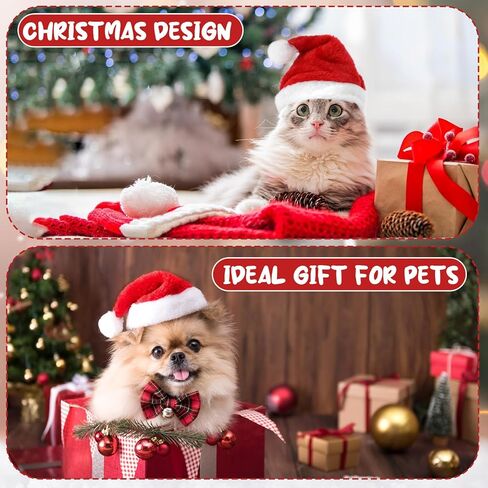 6 PCS Mini Santa Hat for Dogs Christmas Party ، قبعات سانتا الصغيرة القابلة للتعديل للحرف اليدوية ، قبعات Santas الصغيرة الدعائم - قبعة عيد الميلاد الحمراء والبيضاء للحيوانات الأليفة Cat Cat Histent in Kuwait