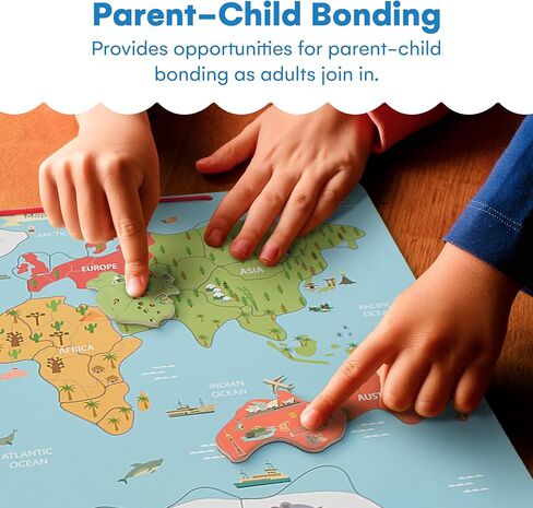 Alpine Choice Magnetic World Map Puzzle - Beptive Jigzaw Buzzles for Kids - مادة من الورق المقوى - طريقة تعليمية وممتعة لتعلم الجغرافيا - خريطة العالم للأطفال 3+ - الأزرق in Kuwait
