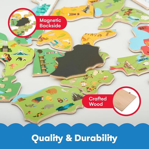 Alpine Choice Magnetic World Map Puzzle - Beptive Jigzaw Buzzles for Kids - مادة من الورق المقوى - طريقة تعليمية وممتعة لتعلم الجغرافيا - خريطة العالم للأطفال 3+ - الأزرق in Kuwait