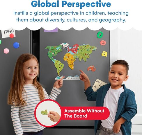 Alpine Choice Magnetic World Map Puzzle - Beptive Jigzaw Buzzles for Kids - مادة من الورق المقوى - طريقة تعليمية وممتعة لتعلم الجغرافيا - خريطة العالم للأطفال 3+ - الأزرق in Kuwait