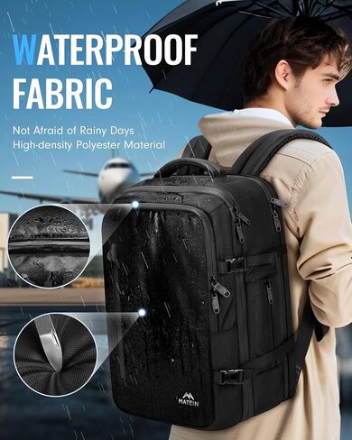 MATEIN Vacuum Seal Backpack Travel, Waterproof Carry on Backpack with Vacuum Compression for Airplanes, TSA Personal Item Travel Bag Fits 17 inch Laptop, Large Airline Approved Luggage Suitcase, Black in Saudi Arabia