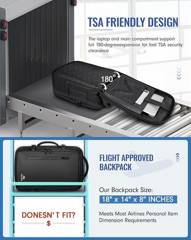 MATEIN Vacuum Seal Backpack Travel, Waterproof Carry on Backpack with Vacuum Compression for Airplanes, TSA Personal Item Travel Bag Fits 17 inch Laptop, Large Airline Approved Luggage Suitcase, Black in Saudi Arabia
