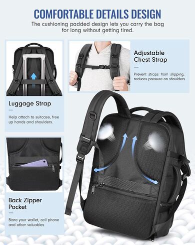 MATEIN Vacuum Seal Backpack Travel, Waterproof Carry on Backpack with Vacuum Compression for Airplanes, TSA Personal Item Travel Bag Fits 17 inch Laptop, Large Airline Approved Luggage Suitcase, Black in Saudi Arabia