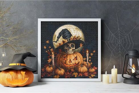 Halloween Puzzles for Adults 1000 Pieces, Vintage Horror Pumpkin Skull Puzzle, Candle Leaf Pumpkin Puzzle, Day of The Dead Skeleton Themed for Adults in Saudi Arabia