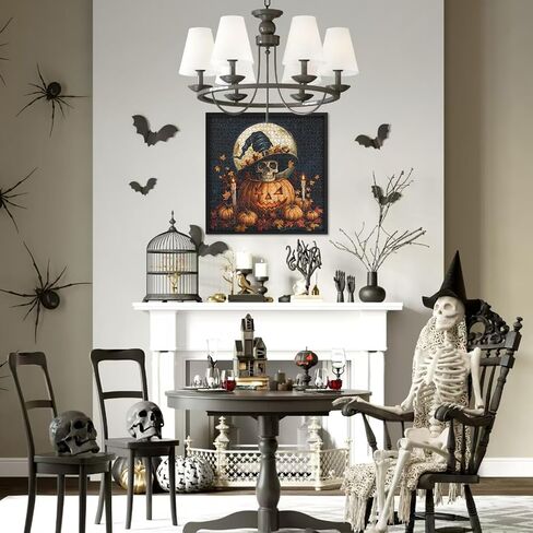 Halloween Puzzles for Adults 1000 Pieces, Vintage Horror Pumpkin Skull Puzzle, Candle Leaf Pumpkin Puzzle, Day of The Dead Skeleton Themed for Adults in Saudi Arabia
