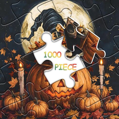 Halloween Puzzles for Adults 1000 Pieces, Vintage Horror Pumpkin Skull Puzzle, Candle Leaf Pumpkin Puzzle, Day of The Dead Skeleton Themed for Adults in Saudi Arabia