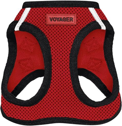 Best Pet Supplies - All Weather Mesh / Plush, Reflective, No Pull Harness for Small, Medium Dogs, Cats - Secure with Hook & Loop Fastener, Buckle, Double D-Rings - Red/Black Trim, S in Saudi Arabia