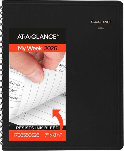 AT-A-GLANCE® 2026 Open Scheduling Weekly Planner, Black, Medium, 6 3/4" x 8 3/4" in Saudi Arabia