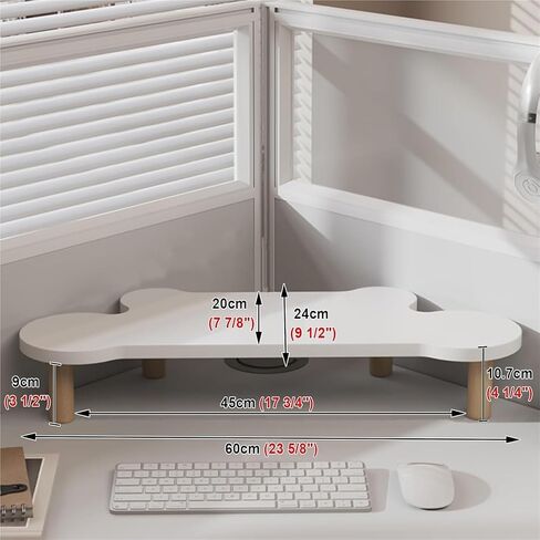 Monitor Stand Riser，Computer Monitor Riser， Multifunctional Desktop Corner Stand with Storage, Solid Wood Printer Tablet Holder(9cm (3 1/2")) in Saudi Arabia