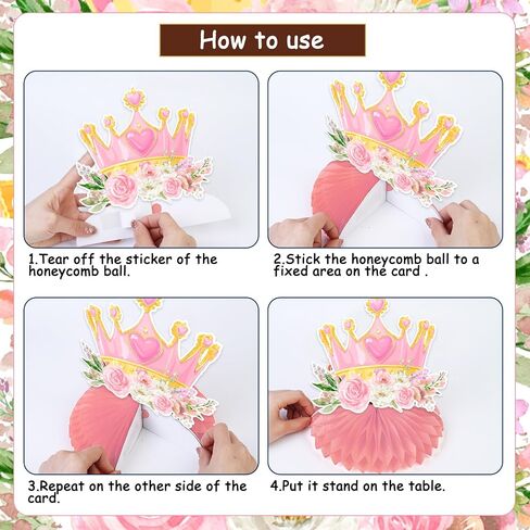 Sursurprise Princess 3rd عيد ميلاد ديكورات حفلة ، 8pcs لها Thereness Thereness قرص العسل المركزية القبعات العليا للفتيات ، تحت عنوان الأميرة 3 سنوات لوازم حفلة عيد ميلاد عمرها 3 سنوات in Saudi Arabia