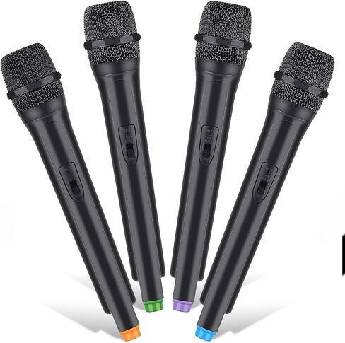 Zubebe 4 Pack Fake Microphone Prop Bulk, Halloween Pretend Microphone, 10.4 Inch Realistic Plastic Mics Toy for Karaoke Stage Swift Costume Cosplay Party Favor Birthday Classroom Activities Supplies in Saudi Arabia