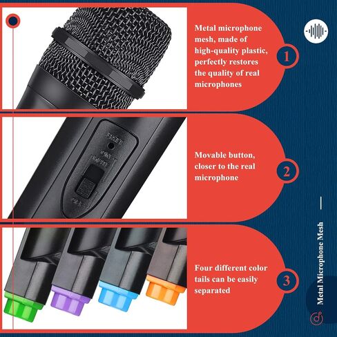 Zubebe 4 Pack Fake Microphone Prop Bulk, Halloween Pretend Microphone, 10.4 Inch Realistic Plastic Mics Toy for Karaoke Stage Swift Costume Cosplay Party Favor Birthday Classroom Activities Supplies in Saudi Arabia