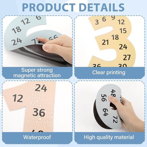Naozinebi 12 PCS Math Magnetic Multiplication Table Poster Educational Supplies from 1 to 12 for Elementary School Learning Tool School Kid Teachers Classroom Teaching Supplies in Saudi Arabia