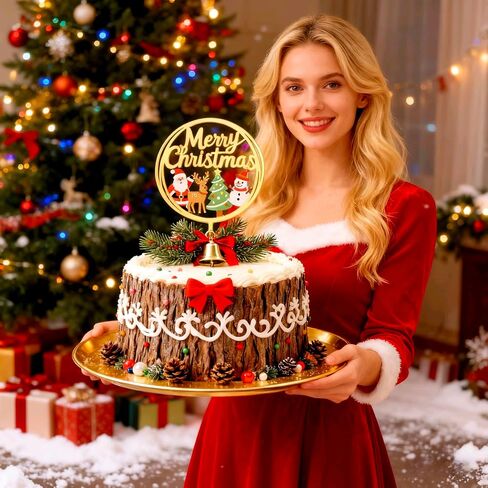 25 pcs Acrylic Merry Christmas Cake Topper&Christmas Cupcake Toppers Picks Cake Dessert Decorations Stick Toothpicks Xmas Party Supplies in Saudi Arabia