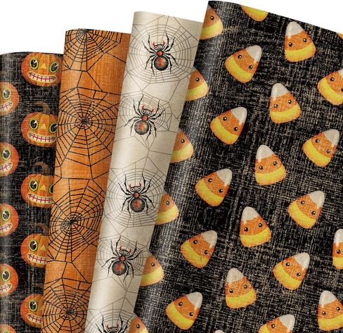 anydesign 8 أوراق ورقة التغليف عتيقة الهالوين - لا تتدحرج - Spidk Spider Web Candy Corn Paper Paper Plate Flat For Diy Crafts Holiday Horror Party ، 19.7 × 27.6 بوصة in Saudi Arabia