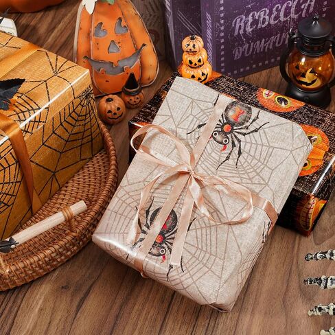 anydesign 8 أوراق ورقة التغليف عتيقة الهالوين - لا تتدحرج - Spidk Spider Web Candy Corn Paper Paper Plate Flat For Diy Crafts Holiday Horror Party ، 19.7 × 27.6 بوصة in Saudi Arabia