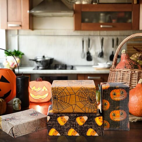 anydesign 8 أوراق ورقة التغليف عتيقة الهالوين - لا تتدحرج - Spidk Spider Web Candy Corn Paper Paper Plate Flat For Diy Crafts Holiday Horror Party ، 19.7 × 27.6 بوصة in Saudi Arabia