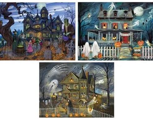Bits and Pieces - Value Set of Three - 300 Piece Jigsaw Puzzles for Adults - Large Piece 300 pc Halloween Jigsaws by Artist Ruane Manning - 18" x 24" in Saudi Arabia
