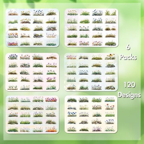 ملصقات زهرة سجل القصاصات (120pcs) - ملصقات دفتر اليومية لـ Scrapbooking الكبار Junk Journal Supplies Making Home Deco Diy Crafts Bottle in Kuwait