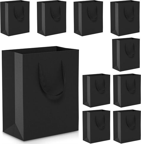 أكياس هدايا كبيرة كبيرة أسود: 16 × 6 × 12 بوصة 4pcs أكياس الورق السوداء مع مقابض كبيرة لحفل عيد ميلاد التسوق الحفلات (XL-4) in Kuwait