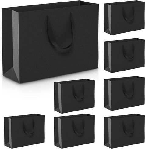 أكياس هدايا كبيرة كبيرة أسود: 16 × 6 × 12 بوصة 4pcs أكياس الورق السوداء مع مقابض كبيرة لحفل عيد ميلاد التسوق الحفلات (XL-4) in Kuwait