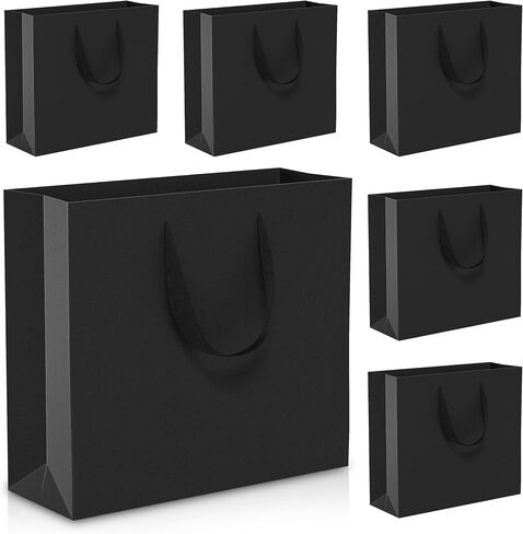 أكياس هدايا كبيرة كبيرة أسود: 16 × 6 × 12 بوصة 4pcs أكياس الورق السوداء مع مقابض كبيرة لحفل عيد ميلاد التسوق الحفلات (XL-4) in Kuwait