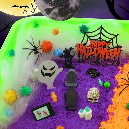 Tusauw Halloween Sensory Sand Kit ، Play Sensory Bin Play للأطفال الصغار ، الهالوين الرملي للفنون والحرف اليدوية لمهارات رائعة هدية عيد ميلاد للأولاد والبنات in Kuwait