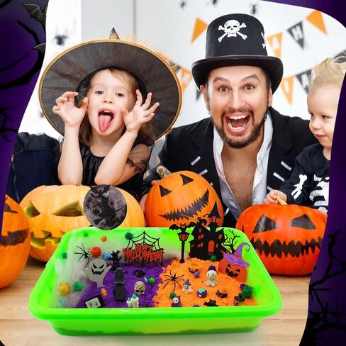 Tusauw Halloween Sensory Sand Kit ، Play Sensory Bin Play للأطفال الصغار ، الهالوين الرملي للفنون والحرف اليدوية لمهارات رائعة هدية عيد ميلاد للأولاد والبنات in Kuwait