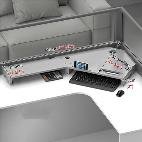 Monitor Stand Riser，Computer Monitor Riser， Living Room Meeting Ergonomic Laptop Storage Shelves(Gray) in Saudi Arabia