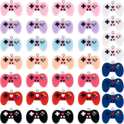 Framendino, 36 Pack Colorful Video Game Controller Charms Pendants Gaming Handle Pendant Resin for DIY Keychain Necklace Bracelets Jewelry Making in Saudi Arabia