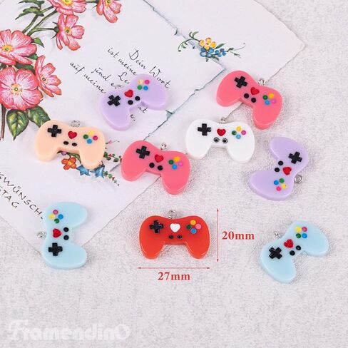Framendino, 36 Pack Colorful Video Game Controller Charms Pendants Gaming Handle Pendant Resin for DIY Keychain Necklace Bracelets Jewelry Making in Saudi Arabia
