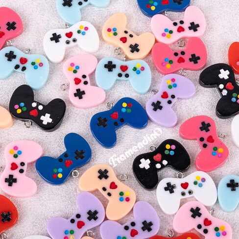 Framendino, 36 Pack Colorful Video Game Controller Charms Pendants Gaming Handle Pendant Resin for DIY Keychain Necklace Bracelets Jewelry Making in Saudi Arabia
