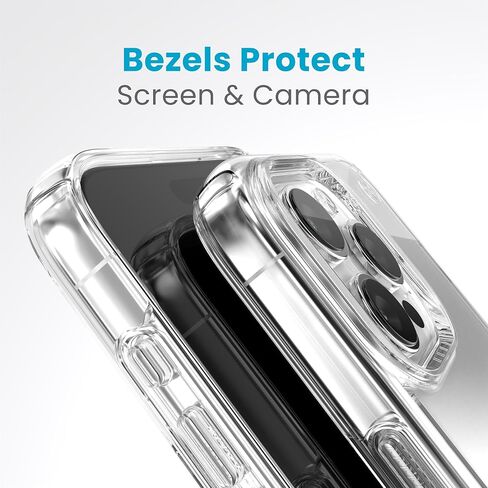 حافظة Speck Clear iPhone 15 Pro - ClickLock مانعة للانزلاق، مصممة لـ MagSafe، حماية من السقوط - مقاومة للخدش، مضادة للأصفر، حافظة هاتف 6.1 بوصة - Presidio Clear/Chrome in Kuwait