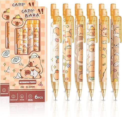 12pcs كابيبارا كابيبارا ميكانيكيات مع ممحاة 0.5 مم كاواي كرتون كابيبارا قلم رصاص القلم الرصاص للنساء رجل in Kuwait