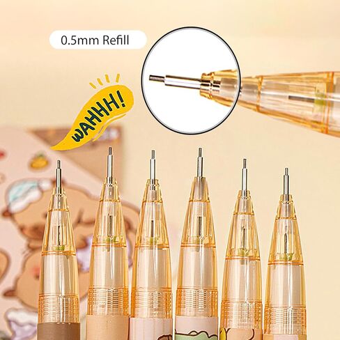 12pcs كابيبارا كابيبارا ميكانيكيات مع ممحاة 0.5 مم كاواي كرتون كابيبارا قلم رصاص القلم الرصاص للنساء رجل in Kuwait